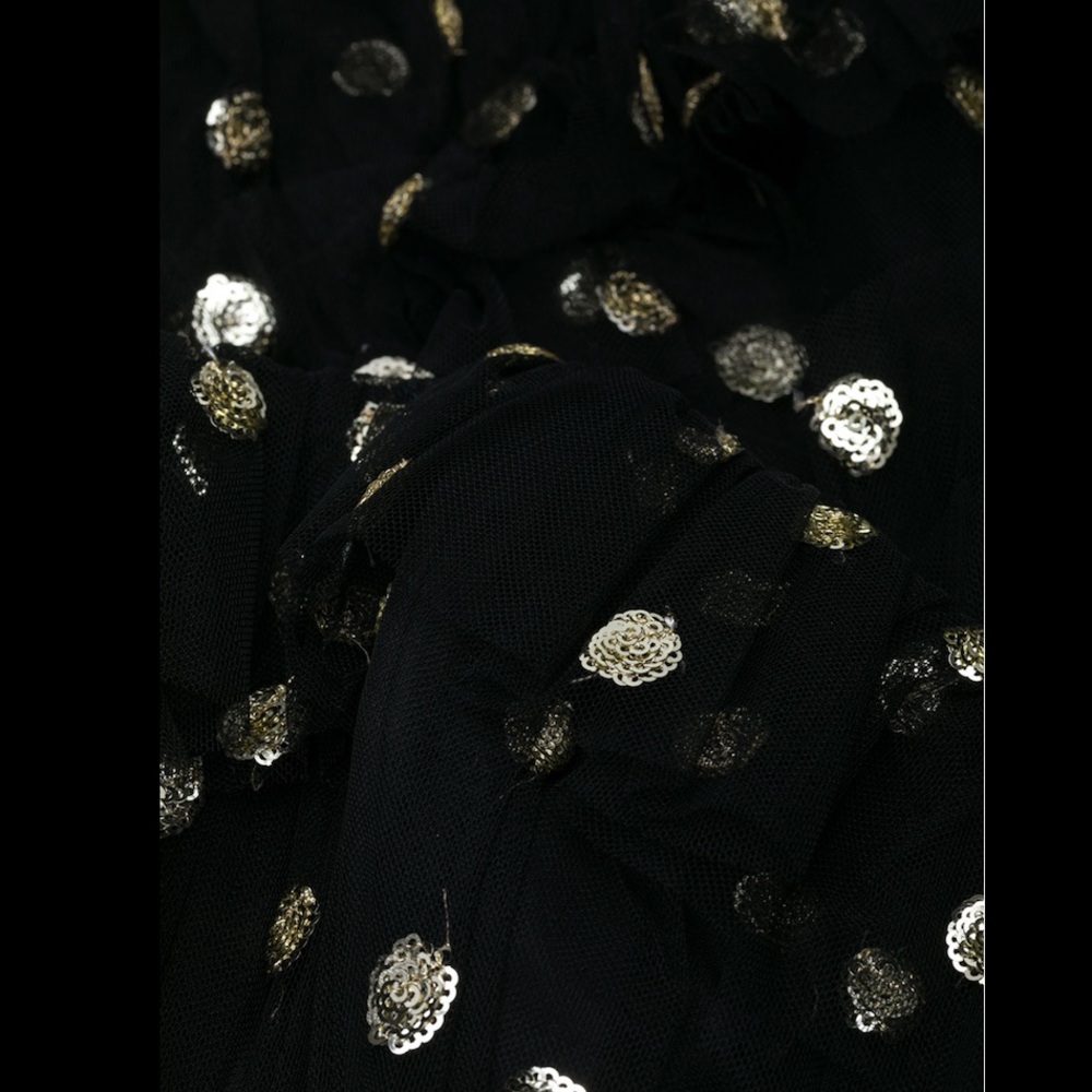 Marchesa Notte Off Shoulder Polka Dot Sequin Gown - Picture 5 of 12